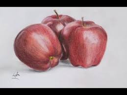 رسم التفاح بالألوان apples drawing lesson art lessons art