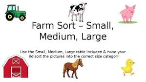 Farm Animal Size Sorting Chart Small Medium Large