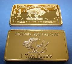 1 Troy Oz 500 Mills Gold Clad Buffalo Bar Round Coin 10 172707273
