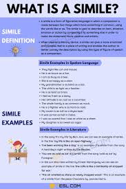 A simile makes an explicit comparison by asserting that two different things are similar. Simile Definition And Examples Of Simile In Spoken Language And Literature 7esl