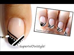 French Tip Abstract Nail Designs Easy Nail Art In Black And White Youtube Black and pink french tip nail.