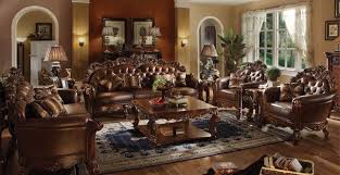 Whether you're looking for a sofa set, coffee table or living room chair you'll find what you're looking for with these gorgeous new living room sets. Vendome Oversized Formal Sofa Loveseat Set In Brown Cherry Faux Leather Formal Living Room Sets Formal Living Rooms Furniture