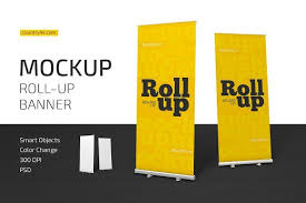 Roll Up Banner Mockup In 2020 Outdoor Advertising Mockup Outdoor Advertising Mockup