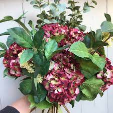 Maybe you would like to learn more about one of these? Burgundy Faux Silk Hydrangeas Heavenly Homes Gardens Silk Flowers Home Decor Christmas Baubles Garden