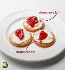 Tea Time Can Be All The More Sweet With Ritz Cream Cheese And A Dollop Of Jam On Top Yummy Snacks Ritz Cracker Recipes Snacks