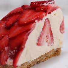 No Bake Strawberry Cheesecake Dome Recipe By Tasty Recipe Desserts Baked Strawberries Strawberry Recipes
