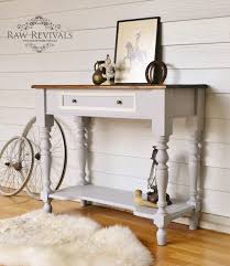 Vintage Grey Hall Table With Shelf And White Accents Raw Revivals Manualidades