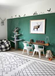 Boys bedroom painted mountain wall mural diy and buffalo check quilt. Going Green Green Decor Ideas For A Boys Room Petit Small