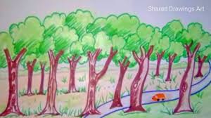 Draw the top of the bottle as in my example. How To Draw Scenery Of Forest For Kids Very Simple Youtube