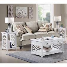 Give your living room an edge with modern side and accent tables. 3 Piece 1 Drawer Coffee Table And End Table Set In White Bed Bath Beyond