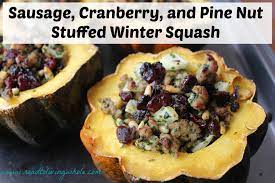 Sausage Cranberry And Pine Nut Stuffed Winter Squash