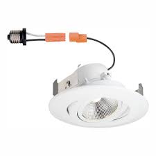 Commercial Electric 4 In White Integrated Led Recessed Can Light Gimbal Trim With Pivot And Rotate Cer4742bwh30 The Home Depot