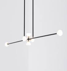Apollo Chandelier 6 Lights Matte Black Brushed Brass Light Designed By Mckenzie Keim For Roll Hill Soft Lighting Pendant Lighting Hand Blown Glass
