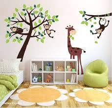 Monkey Tree Jungle Nursery Wall Art Stickers Decals Giraffe Childrens Bedroom Uk Kid Room Decor Nursery Wall Stickers Boy Room