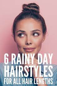 Frizzy Hair Don T Care 6 Rainy Day Hairstyles We Love Rainy Day Hairstyles Humidity Hair Short Hair Styles Easy