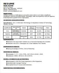 Experienced Resume Model Pdf