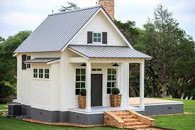 However, do not opt for a darker blue; Great Oak Circle Tiny Home Farmhouse Exterior Austin By Round Top Home Builders Houzz