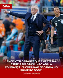 O técnico Carlo Ancelotti foi sucinto na entrevista coletiva que concedeu no MetLife Stadium, em Nova Jersey, após o empate da seleção brasileira com Marrocos, por 1 a 1, na estreia da