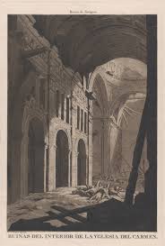 La devoción de esta localidad surgió a partir de la expulsión de los piratas de la isla en la madrugada del 16 de julio de 1717, siendo atribuido el triunfo a la patrona de los marineros. Fernando Brambila View Of The Ruins Of The Interior Of The Church Of Nuestra Senora Del Carmen In Saragossa Bombed By The Invading French Army During The Napoleonic War The