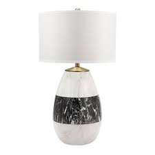 Cresswell Lighting Murrieta 32 In Monochromatic Marble Stripe Table Lamp Table Lamp Black Table Lamps Table Lamp Base
