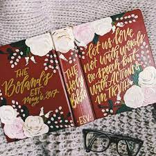 Wedding Bible Hand Painted Bible Custom Guest Book Scripture Gift Bible Journali Wedding Bible Personalized Wedding Gifts Wedding Gifts For Bride And Groom