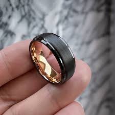 8 mm Black TungstenRose Gold Ring Model 980