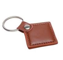 Real Leather Embossed logo Nfc Key Tag Rfid Access Control Keychain