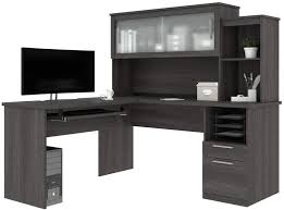 Amazon Com Bestar Dayton Collection Executive Office L Shaped Desk With Pedestal And Hutch Furniture Decor