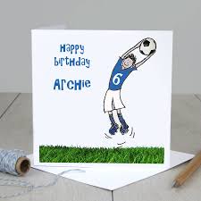 Personalised hand made 8 in any football team male birthday card +free gift tag. Personalised Red Blue Or Green Football Birthday Card By Molly Moo Designs Notonthehighstreet Com