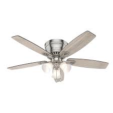Hunter Oakhurst Ii 52 In Low Profile Led Indoor Brushed Nickel Ceiling Fan With Light Kit 52301 The Home Depot Ceiling Fan With Light Brushed Nickel Ceiling Fan Fan Light