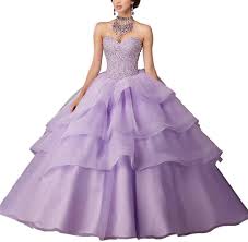 Amazon Com Abaowedding Women S Lace Up Long Light Purple Prom Party Quinceanera Dresses Ball Gowns Us 8 Clothing
