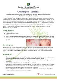 Chickenpox can also cause death. Chicken Pox Garden International School