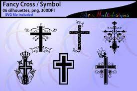 Fancy Cross Silhouette Svg Vector By Arcsmultidesignsshop Thehungryjpeg Com In 2020 Cross Printable Cross Silhouette Cross Svg