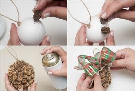 Turn styrofoam balls into the cutest koalas! Diy Christmas Tree Ornaments Styrofoam Ball With Pinecones And Gold Spray Diy Christmas Tree Ornaments Christmas Tree Ornaments Homemade Christmas Tree