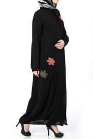 Yaprakli Ferace Df 1164 01 Siyah Abaya Tarzi Moda Stilleri Maksi Elbiseler