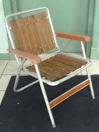 Vintage Aluminum Folding Lawn Chair Teak Wood Slats Lawn Chairs Wood Slats Chair