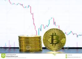 Gold Bitcoins And Financial Graph Chart Stock Photo Image