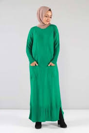 Cepli Uzun Triko Tunik Ksv5092 Yesil Giyim Moda Tunik