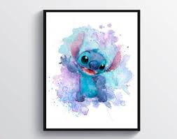 Lilo And Stitch Party Decor Ohana Means Family Print Stitch And Scrump Stitch Watercolor Art Kid Lilo And Stitch Animal Canvas Art Kids Room Art Decor