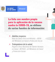 Si el registro es igual al que se hizo con los mayores de 60, los adultos entre 50 y 59 años deberían poder seguir el mismo proceso. Minsaludcol On Twitter Como Se Obtienen Los Listados De Los Grupos Priorizados Para Recibir Las Vacunas Segurasyefectivas Contra La Covid 19 La Respuesta Aqui Https T Co Nqaer6ymde