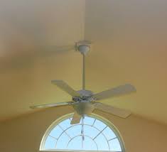 Here are some general guidelines… 36″ diameter = longest wall in room is < 12 ft; Cathedral Ceiling Fan Mount Photo Ceiling Fan Vaulted Ceiling Vaulted Ceiling Fan Ceiling Fan For Vaulted Ceiling