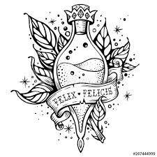 Beauty Drawings Harry Potter Harry Potter Magic Flask Line Art Beautiful Tattoo Felix F Harry Potter Art Drawings Harry Potter Drawings Harry Potter Sketch