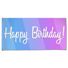 Giant 11x16 card features lovely watercolor flowers in vibrant hues of purple, pink and blue. Pink And Purple Happy Birthday Banner Novocom Top