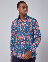 Check spelling or type a new query. Artisan Floral Printed Men S Slim Fit Curtis Shirt With Single Cuff In Navy Red Hawes Curtis