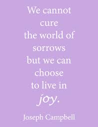 We Cannot Cure The World Of Sorrow But We Can Choose To Live In Joy College Quote Quotespictures Com