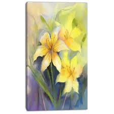 See more ideas about flower canvas, picture wall, canvas prints. Designart Watercolor Painting Yellow Lily Flower Painting Print On Wrapped Canvas Wayfair