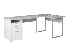 Teknik office oak effect corner desk. 79 L Shaped White Cement Reversible Corner Office Desk Computerdesk Com