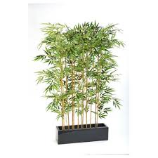 Dark walnut stained wood frame. Artificial Bamboo Screen Office Or Restaurant Plants For Room Divider