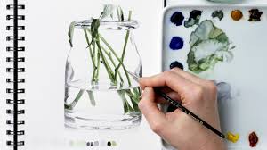 Flowers in a glass vase watercolour. How To Paint A Realistic Glass Vase Of Water In Watercolor With Anna Mason Youtube