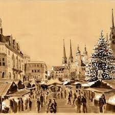 Claudia Gabriele Meinicke Weihnachtsmarkt Halle Saale Tusche 2018 Halle Saale Stadtlandschaft Bilder